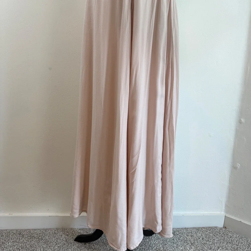 MILA Lace Trim Maxi Dress Blush Pink Boho Coquette Cottagecore‎ Romantic Fairy M